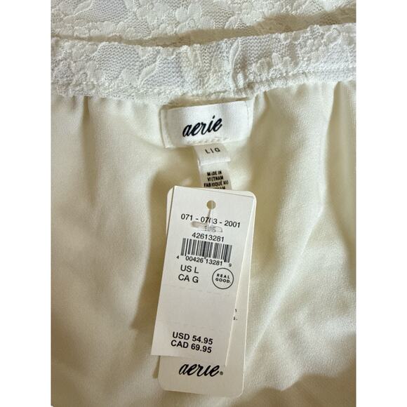 Aerie Vintage Lace Midi Skirt Black Elastic Waist Pull On Women's Large NWT - Picture 7 of 8